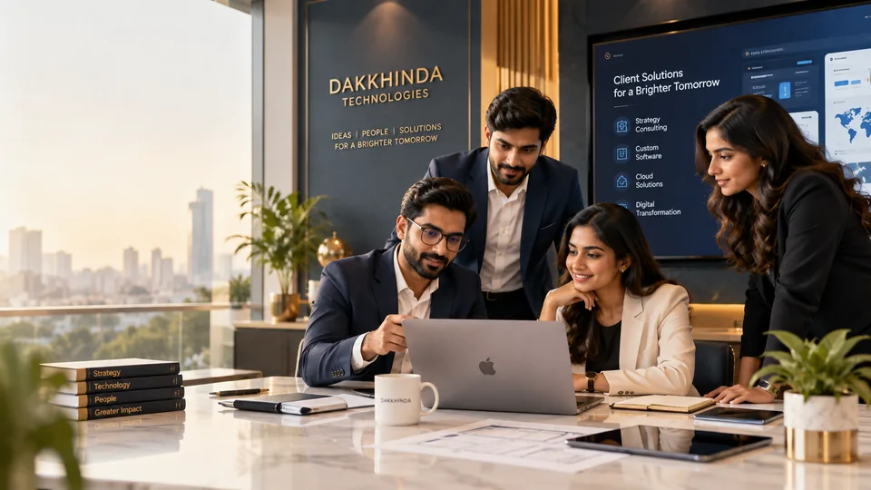 Illustrative team collaboration workspace, not an actual Dakkhinda team photograph