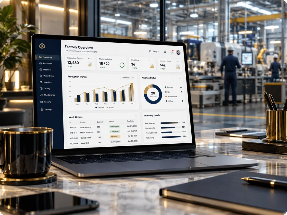 Concept illustration of Factory Management Systems