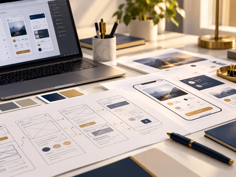 Concept illustration of interface design and user experience planning